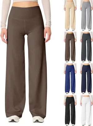 Wide Leg Yoga Pants Women Stretch High Waisted Petite Yoga Pants Casual Trouser Style Yoga Pants Loose Straight Leg