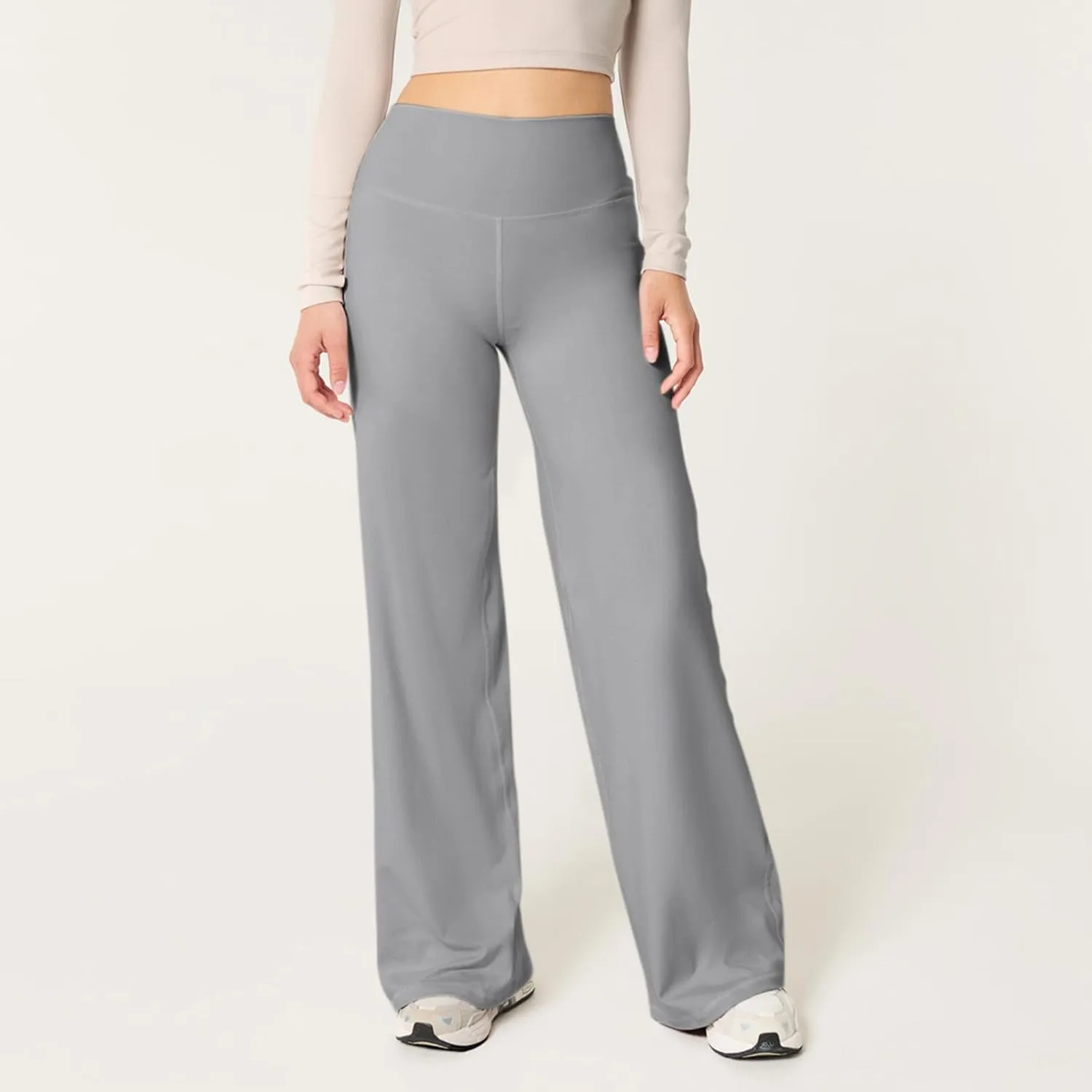 Wide Leg Yoga Pants Women Stretch High Waisted Petite Yoga Pants Casual Trouser Style Yoga Pants Loose Straight Leg