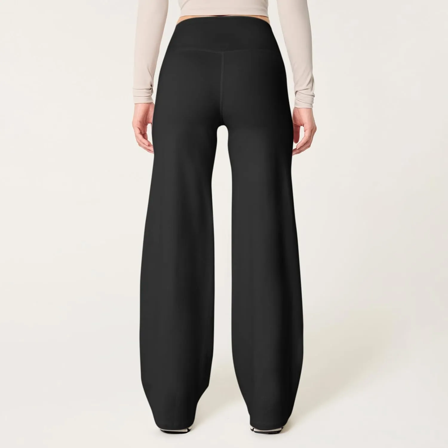 Wide Leg Yoga Pants Women Stretch High Waisted Petite Yoga Pants Casual Trouser Style Yoga Pants Loose Straight Leg