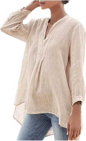 Women Button Up Shirts Cotton Linen Roll up Sleeve V Neck Soft Shirts Casual Loose Fit Work Blouse Tunic Top