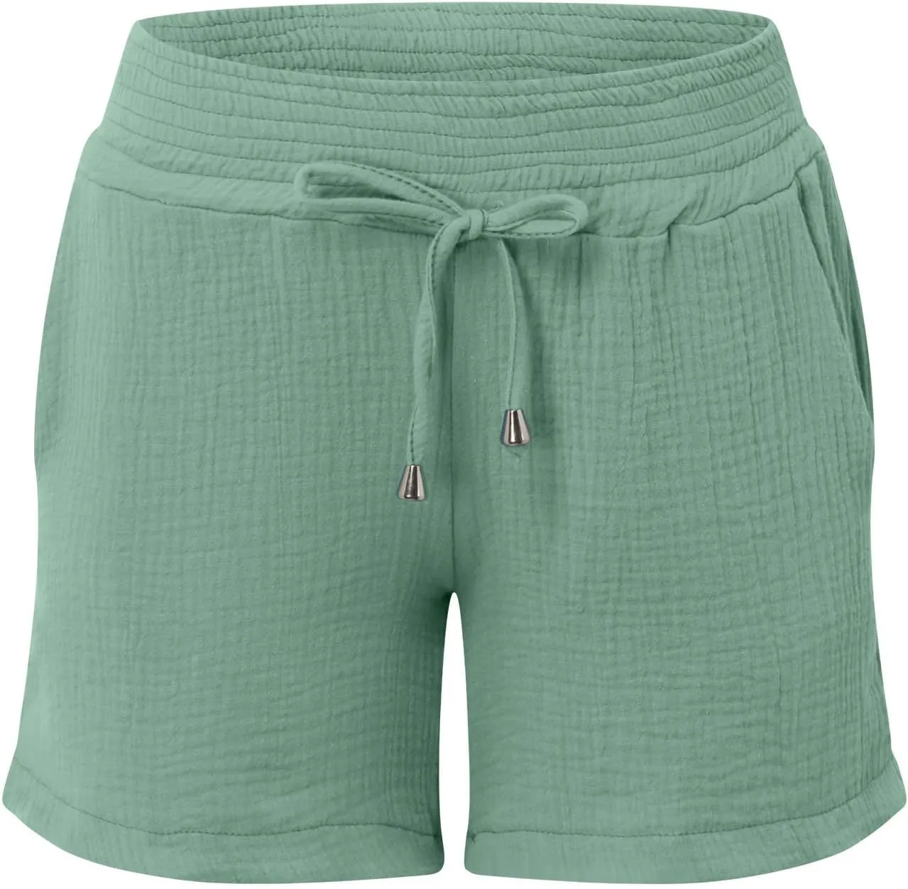 Women Layered Pleats Maternity Shorts Underbelly Drawstring Elastic Waist with Pockets Comfy Casual Beach Shorts