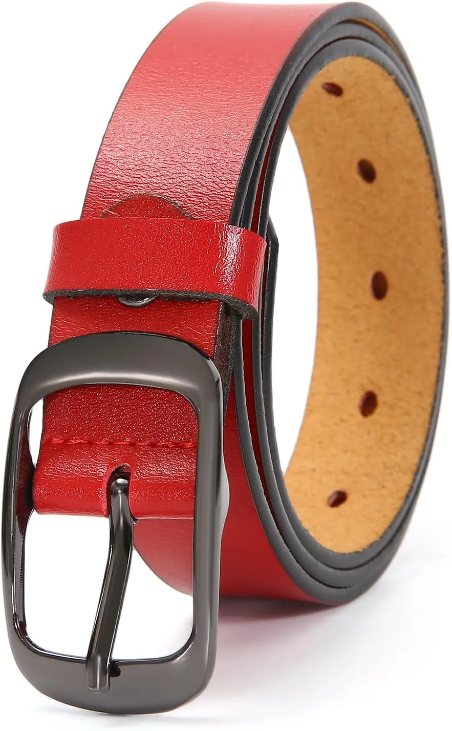 Women Leather Belts for Jeans Pants Fashion Dress Belt for Women with Solid Pin Buckle