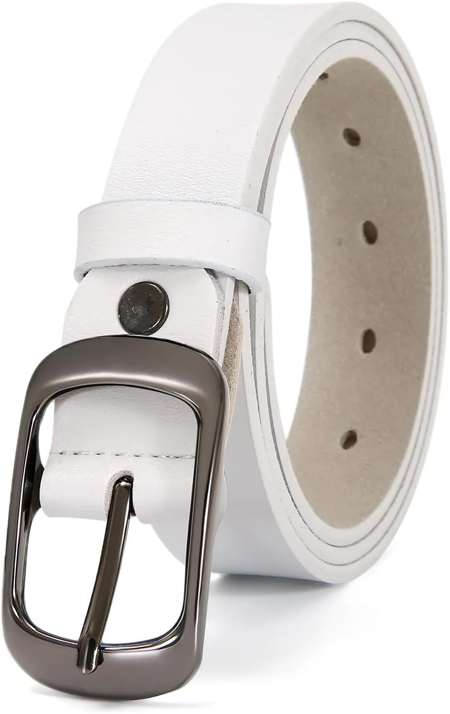 Women Leather Belts for Jeans Pants Fashion Dress Belt for Women with Solid Pin Buckle