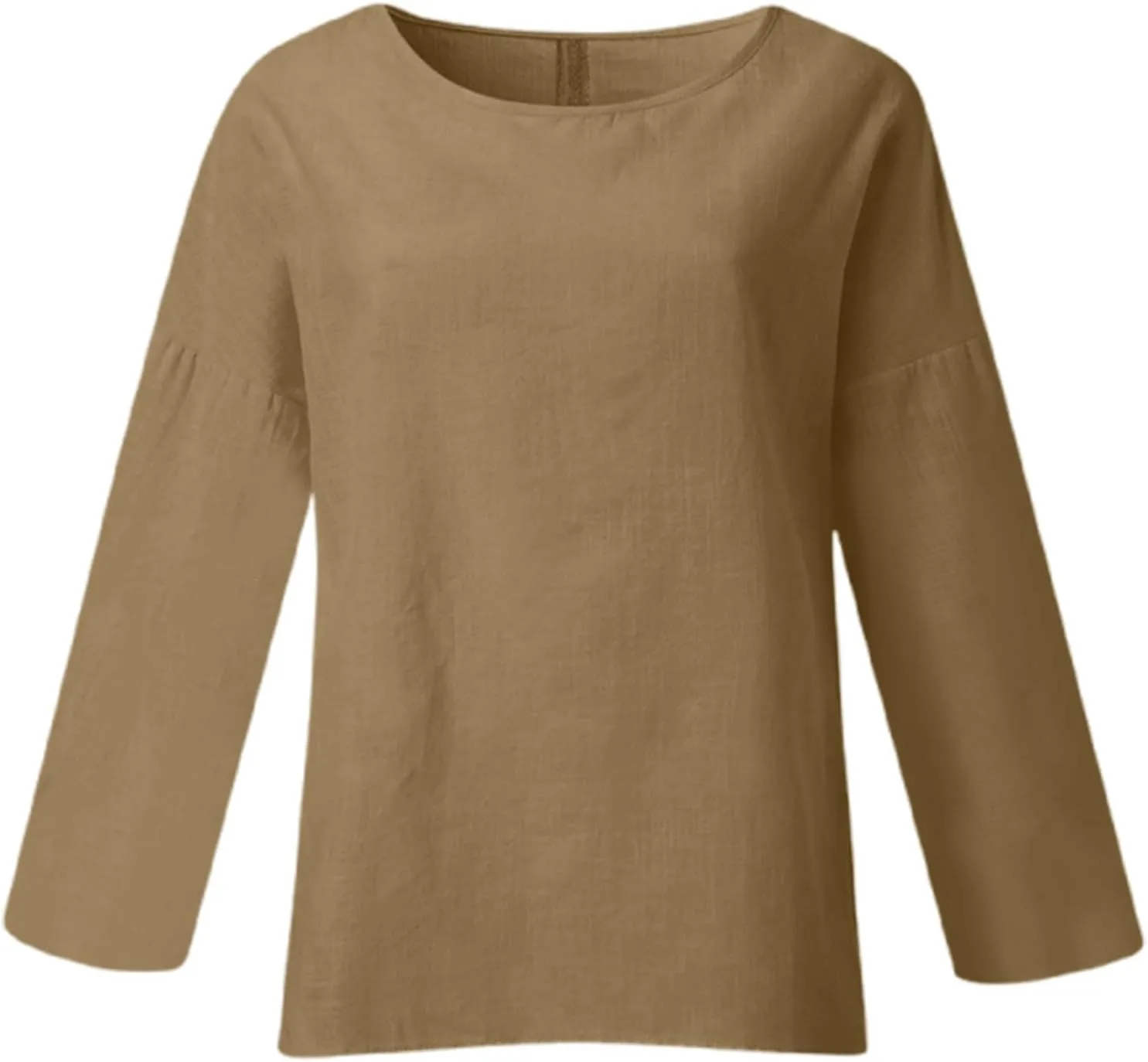 Women Linen Shirts V Neck Button Down Blouses Floral Print Dressy Tee Shirt Long Sleeve Loose Tunic Tops
