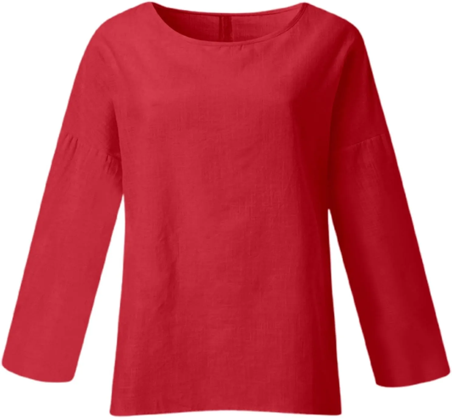 Women Linen Shirts V Neck Button Down Blouses Floral Print Dressy Tee Shirt Long Sleeve Loose Tunic Tops