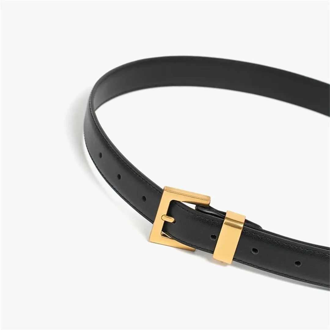 Women Luxury Cow Split Leather Belts Metal Golden Buckle Strap Jeans Dress Accessories Waistband