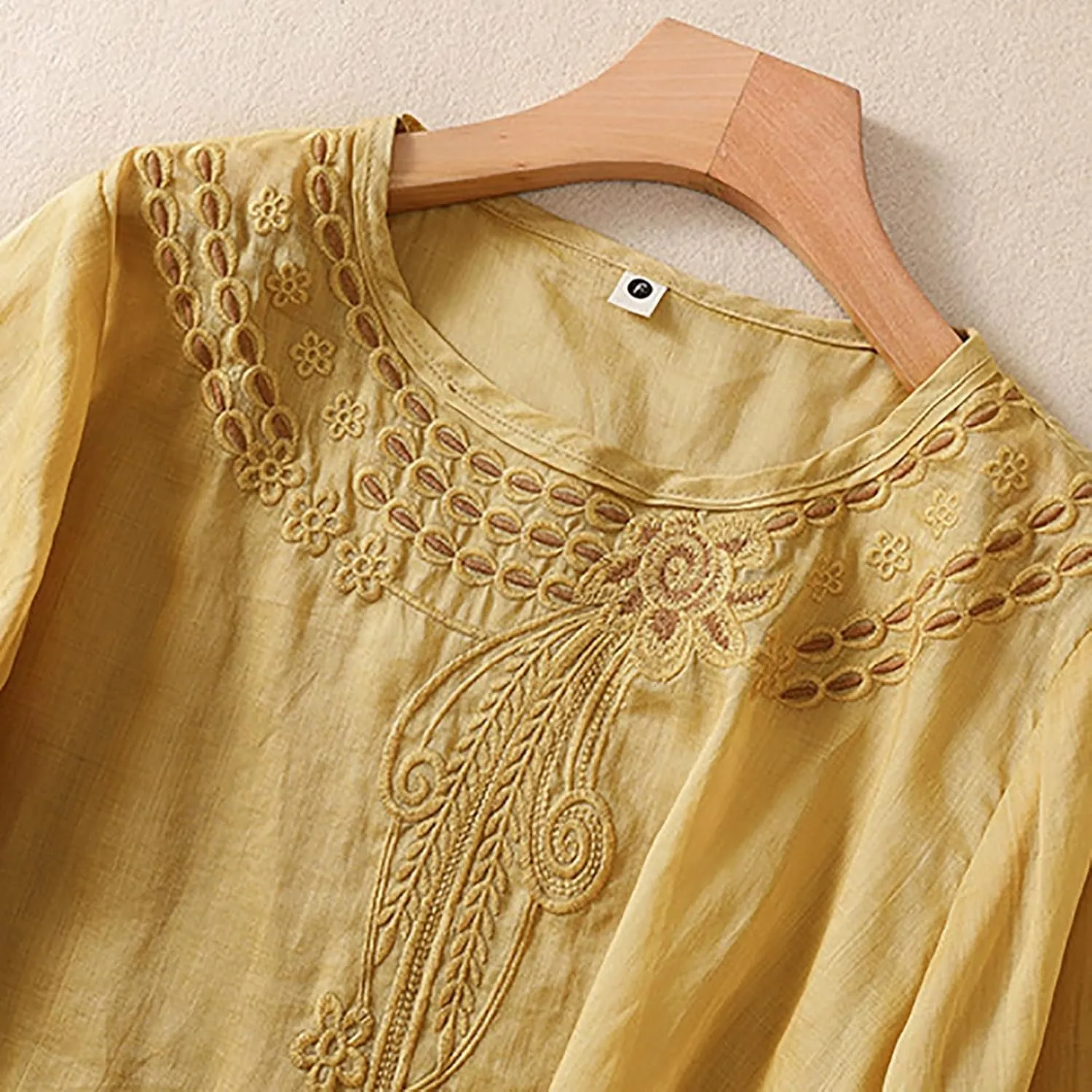 Women Mexican Embroidered Tops Cotton Linen Boho Shirts Guaze Peasant Summer Blouses Trendy Bohemian Clothes