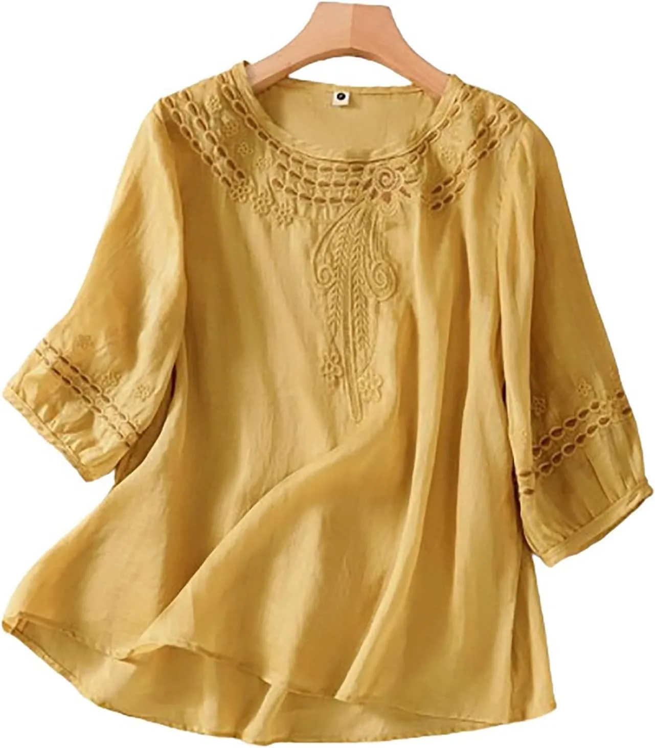 Women Mexican Embroidered Tops Cotton Linen Boho Shirts Guaze Peasant Summer Blouses Trendy Bohemian Clothes