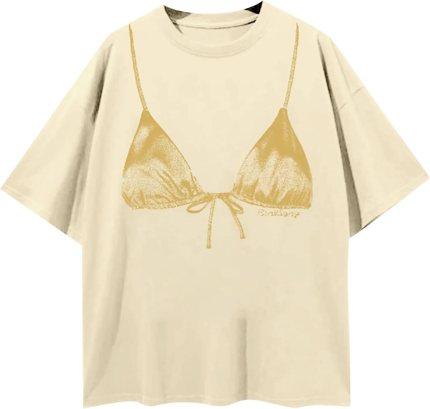 Women Sexy Graphic Baby Tees Cute Bikini Bra Pattern T Shirt Y2k Funny Print Short Sleeve Tops Coquette Clothes Women
