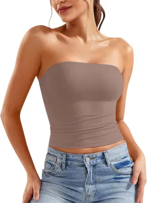 Women Strapless Tube Top Sexy Sleeveless Backless Bandeau Going Out Crop Tops Cute 2025 Summer Outfits