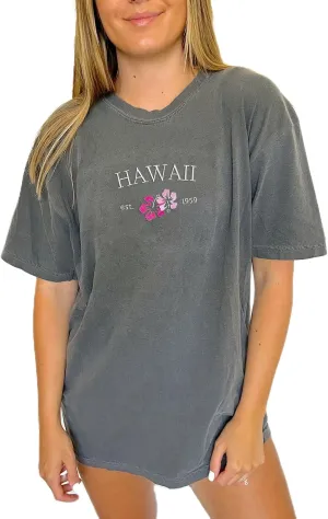 Women Teen Girls Hawaii Oversized Graphic T Shirt Y2k Short Sleeve Loose Coastal Tees Summer Preppy Retro Baggy Top