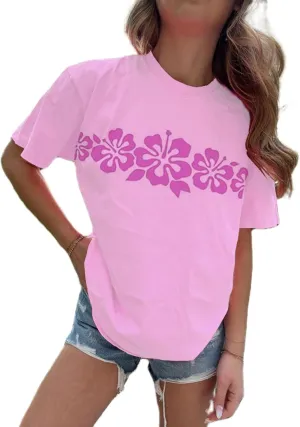 Women Teen Girls Hawaii Oversized Graphic T Shirt Y2k Short Sleeve Loose Coastal Tees Summer Preppy Retro Baggy Top