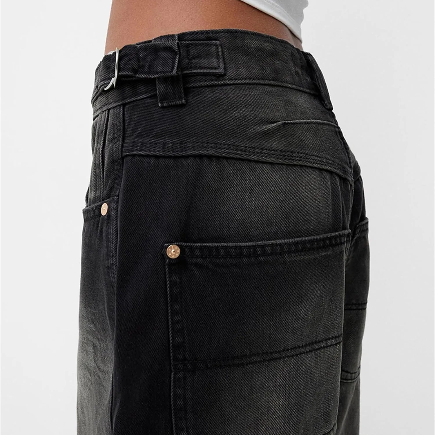 Women Wide Leg Denim Pants Trendy Y2k Low Rise Baggy Straight Leg Jeans Casual Loose Vintage Trousers with Pockets