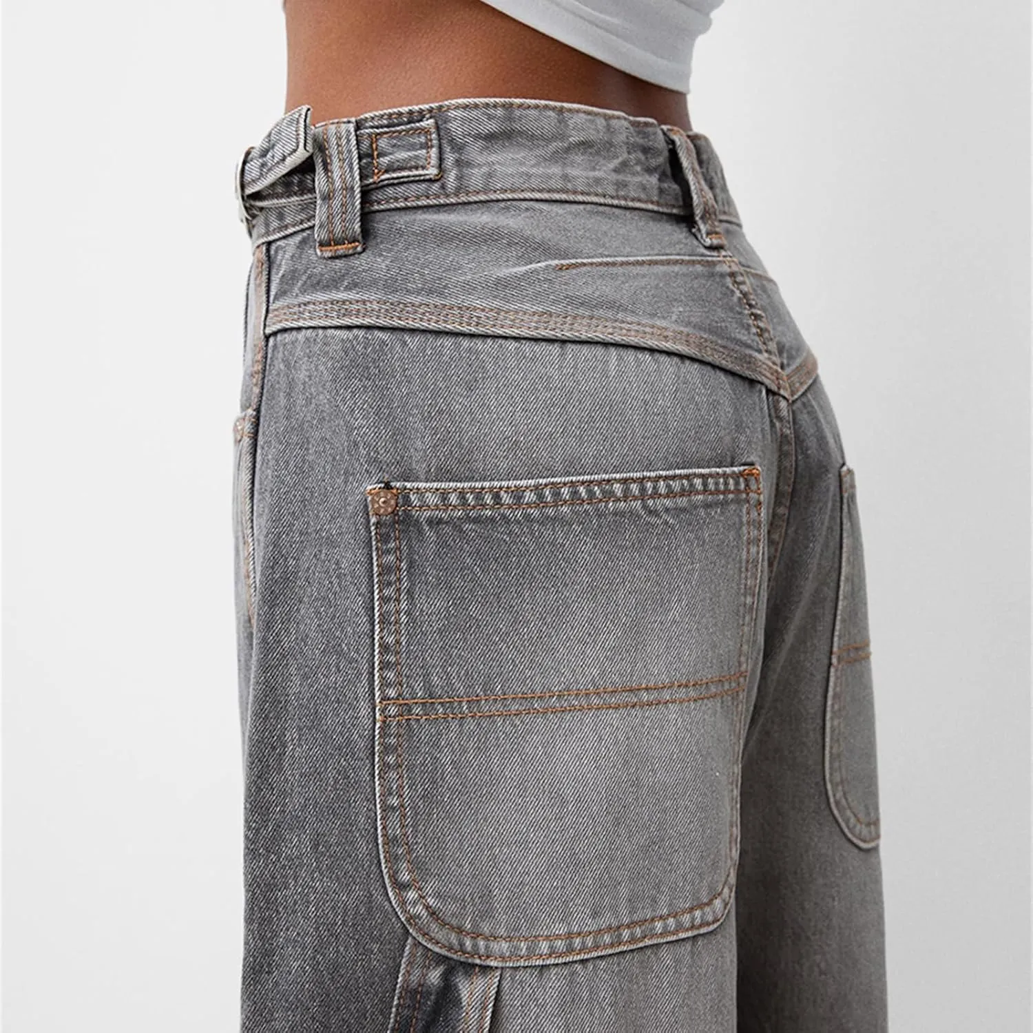 Women Wide Leg Denim Pants Trendy Y2k Low Rise Baggy Straight Leg Jeans Casual Loose Vintage Trousers with Pockets