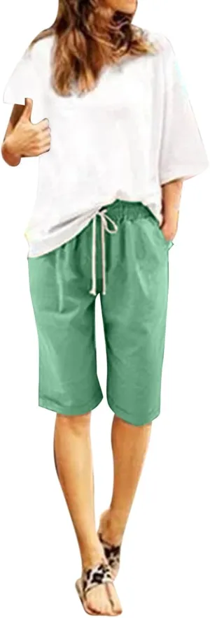Women Wide Leg Linen Pants 2025 Summer High Waisted Palazzo Pants Office Loose Flowy Trouser with Pockets