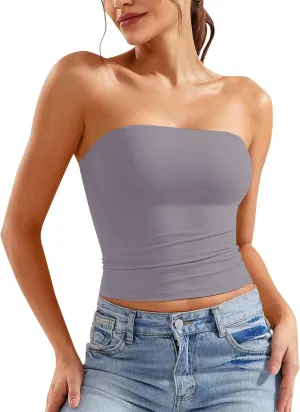 Women Y2K Strapless Backless Tube Top Double Lined Sleeveless Crop Tank 2025 Summer Clothes Going Out