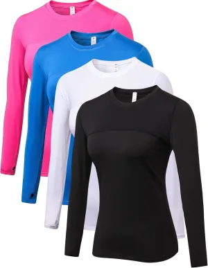 Women's Athletic Compression Shirts Summer Long Sleeve Sun Shirt Mesh Workout Base Layer Thumb Holes Yoga T Shirt Sports Tops