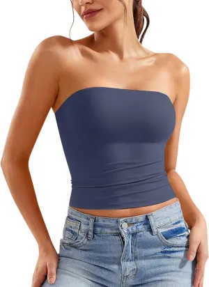 Women's Basic Tube Top Summer Going Out Tank Top Double Lined Bandeau