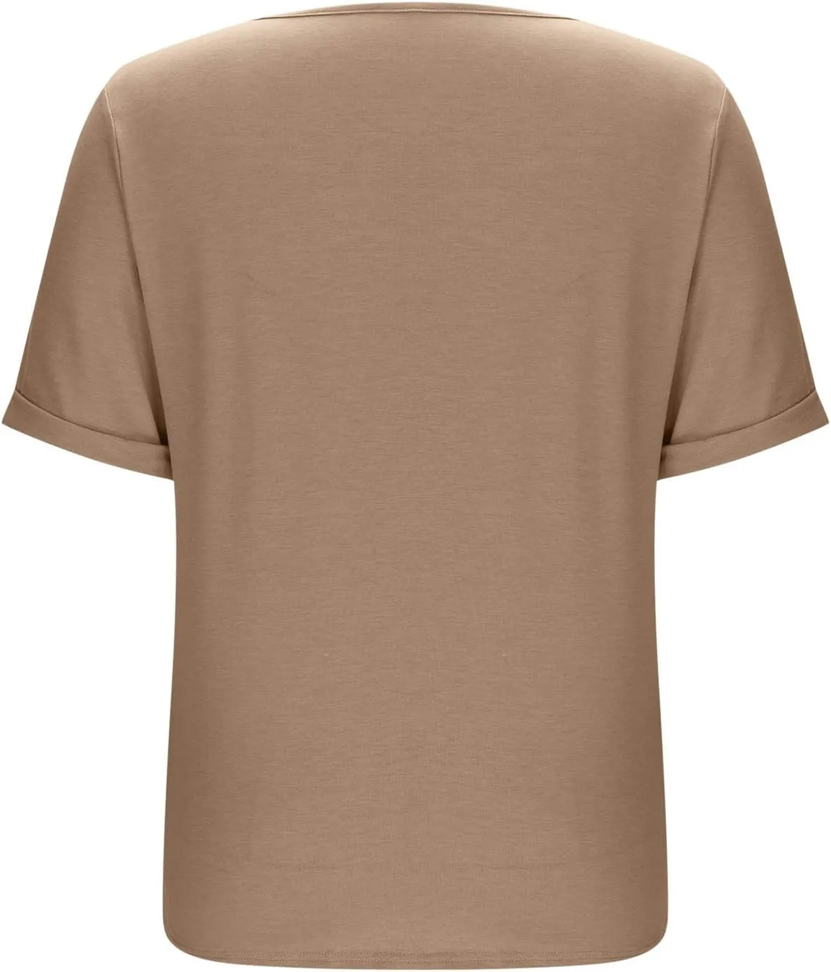 Womens Basic V Neck Short Sleeve T Shirts Loose Fit Roll Up Sleeve Tee Tops Summer Cute Gym Fashion Clothes