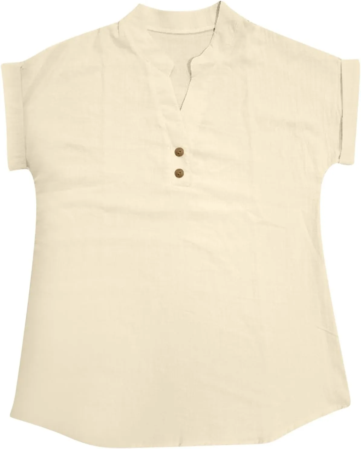 Womens Button Down Collar Shirt Plain Long Sleeve Linen Summer Casual Office Blouse Tops Loose Fit Tunic