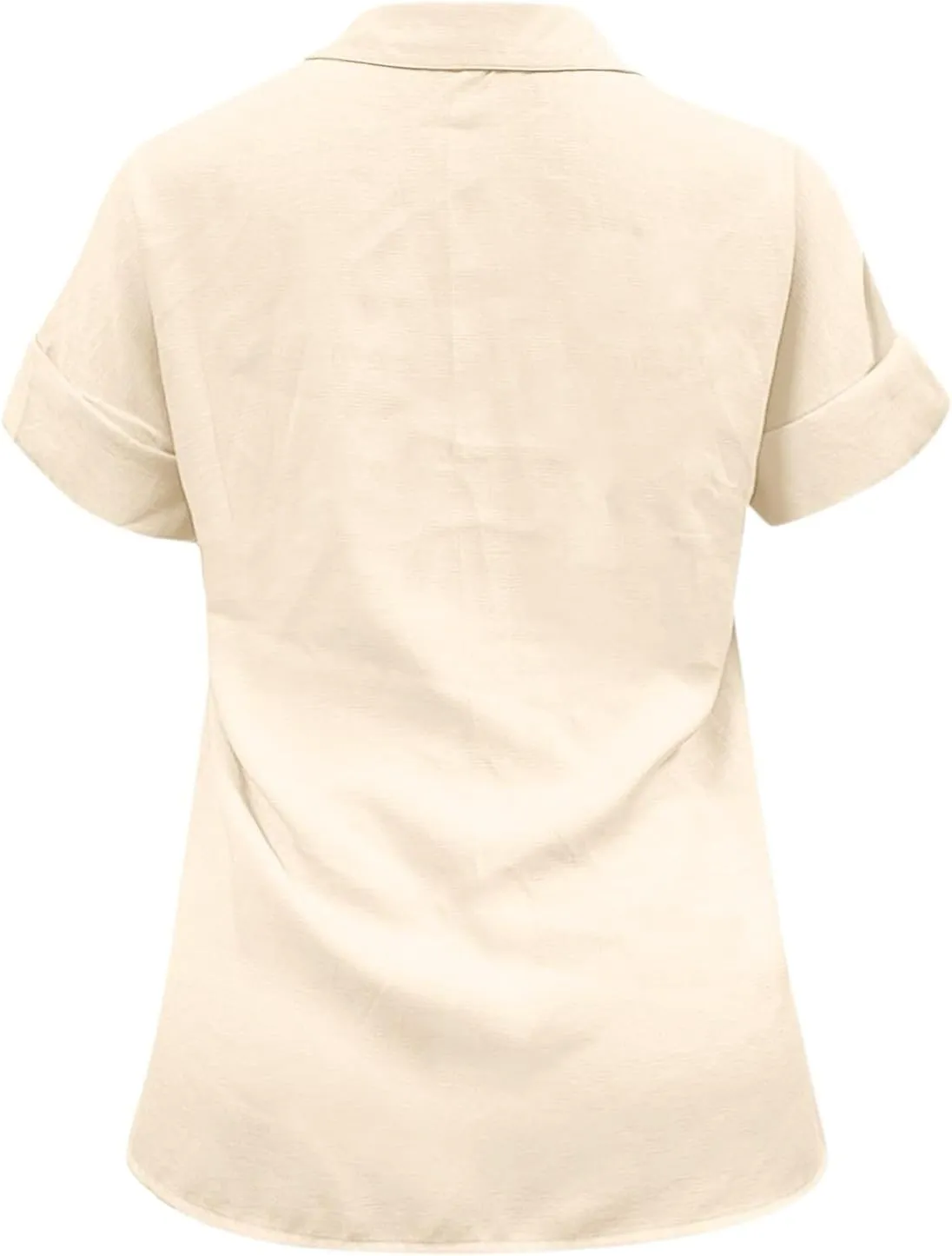 Women's Button Down Shirt V Neck Long Sleeve Linen Summer Casual Business Blouses Top Loose Fit Tee Shirts