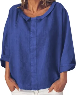 Women's Button Down Shirts Plain Long Sleeve Linen Summer Casual Oversized Blouse Tops Loose Fit Tee Tops