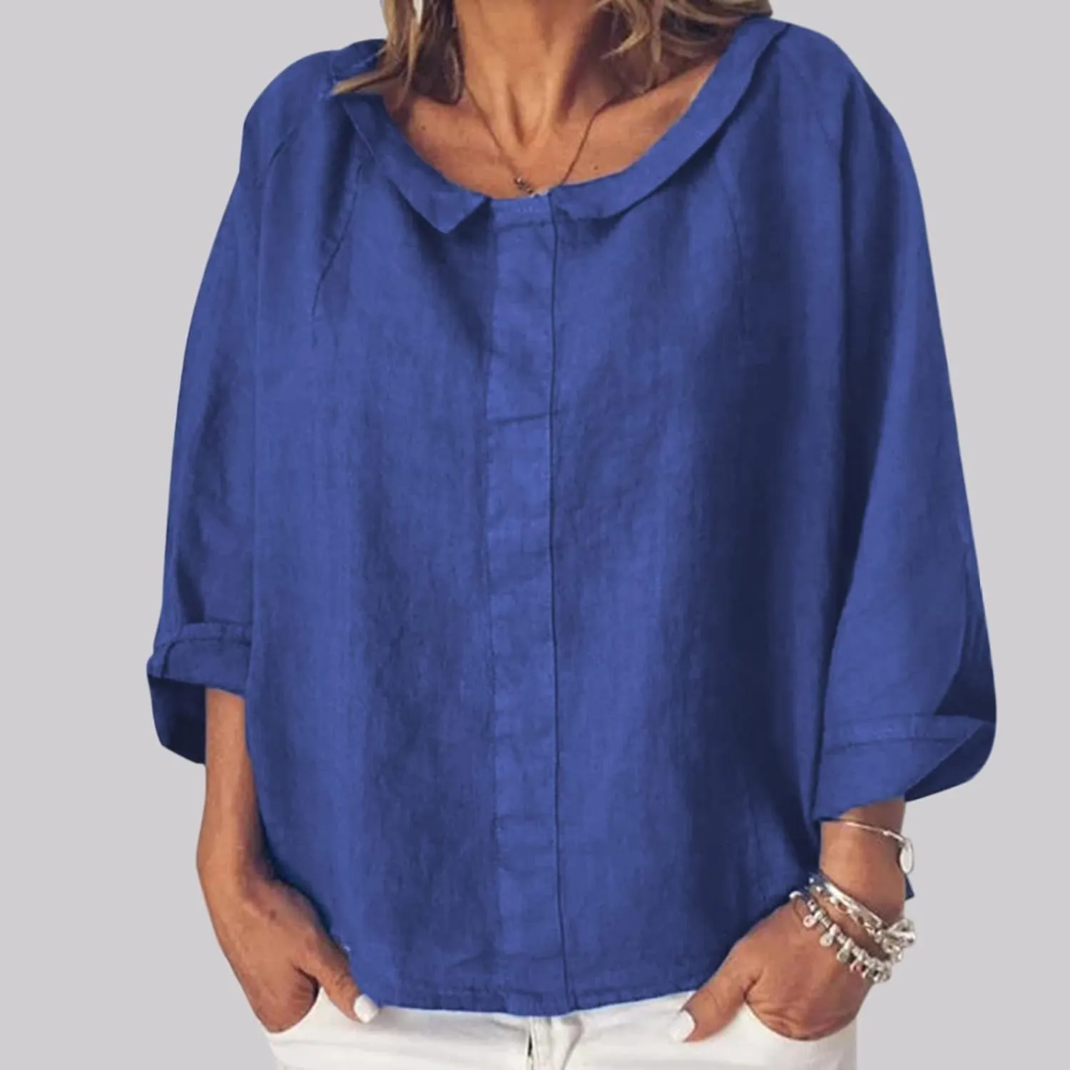 Women's Button Down Shirts Plain Long Sleeve Linen Summer Casual Oversized Blouse Tops Loose Fit Tee Tops