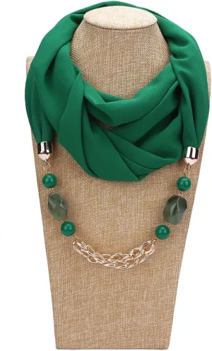 Womens Classic Necklace Sash Scarf With Jewelry Pendant Shawl Gift Scarf Necklaces For Women