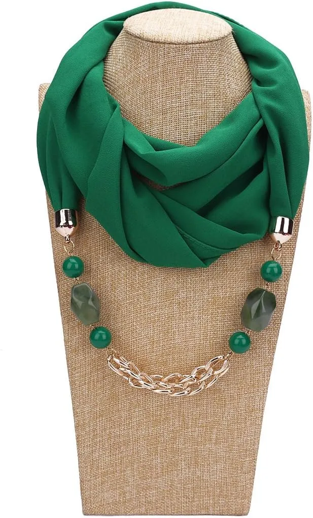 Womens Classic Necklace Sash Scarf With Jewelry Pendant Shawl Gift Scarf Necklaces For Women