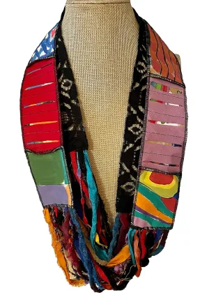 Women’s Colorful Reversible Multi Strand Recycled Hand Painted Cotton and knit Yarn Infinity Scarf – LRW DESIGNS