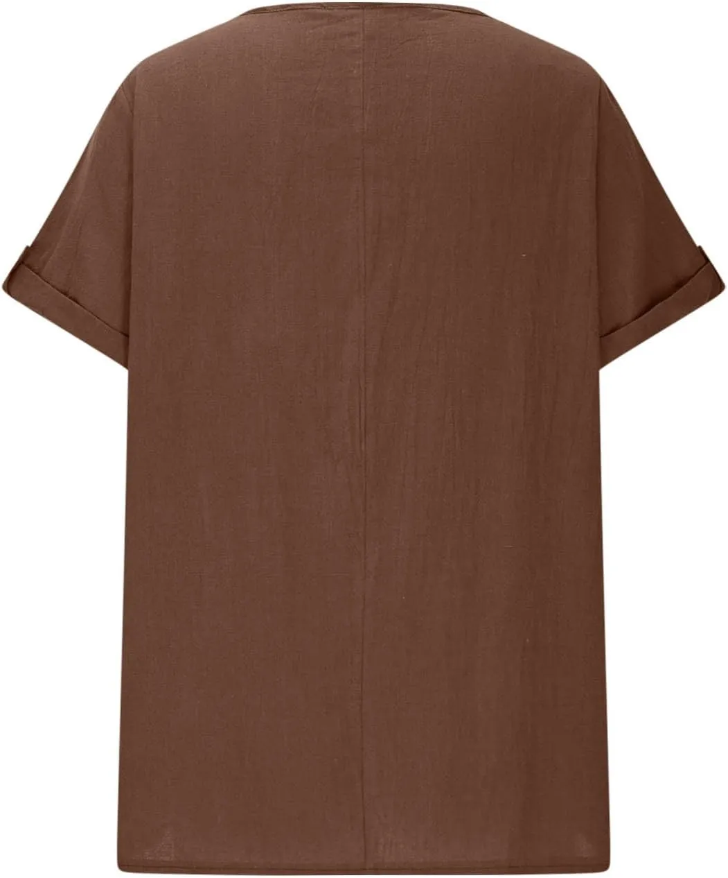 Women's Cotton Linen T Shirts Summer Crew Neck Rolled Short Sleeve Blouses Casual Loose Solid Basic Tunics Tee Tops