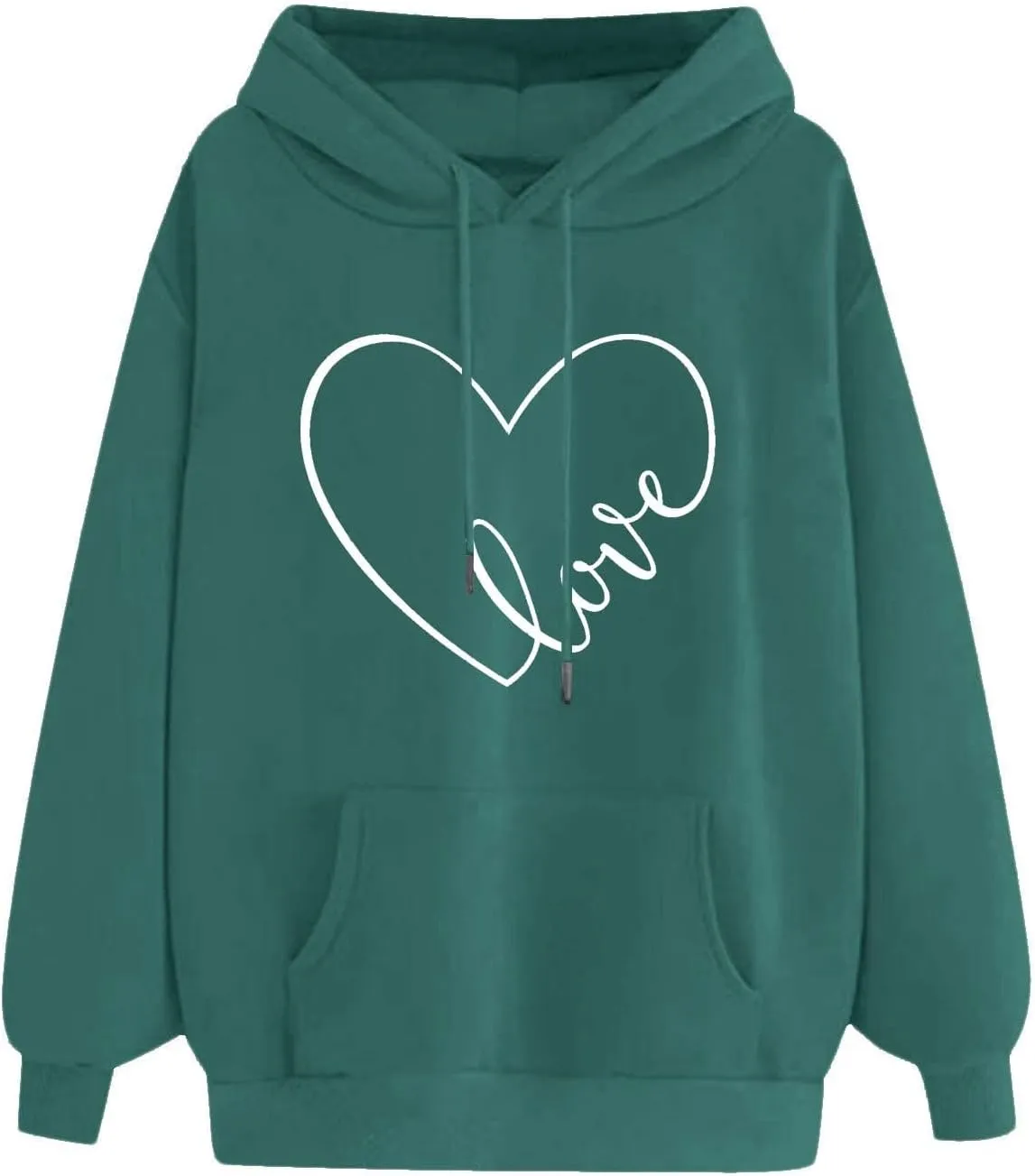 Women's Fashion Hoodies & Sweatshirts Long Sleeve Heart Graphic Tee Shirts Causal Drawstring Hoodies Vacation Outfits