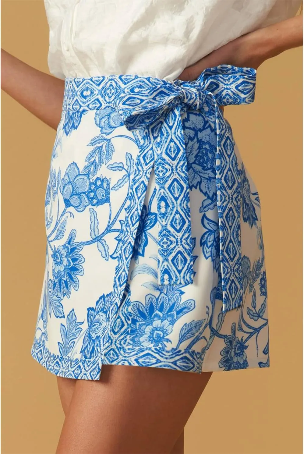 Womens Floral Wrap Short Skirt Summer Beach Mini Skirt Casual Knot Side High Waist A Line Vacation Outfits Skorts