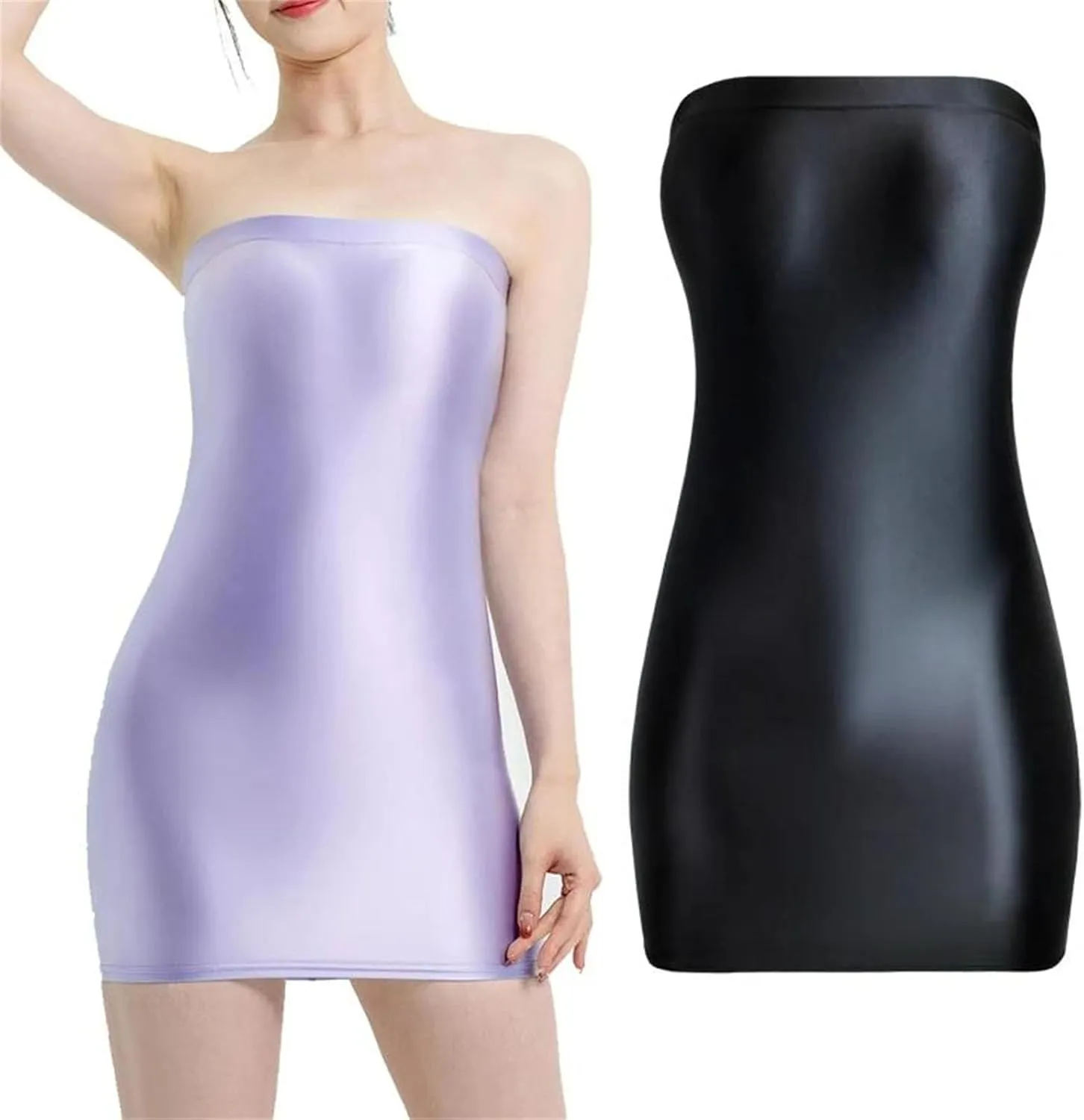 Women’s Glossy Satin Wrap Skirt High Stretch Slip Beach Cover Up Dress