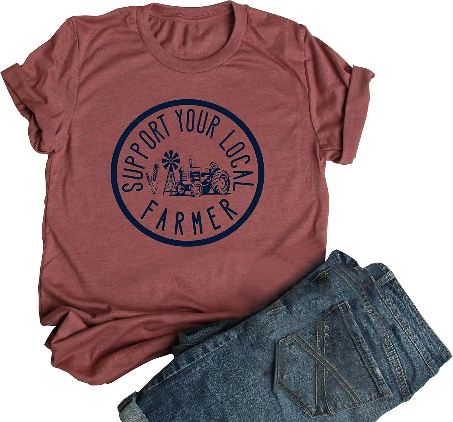 Womens Graphic Tees Support Farms Shirt Short Sleeve Summer Vacation Shirts Graphic Tees