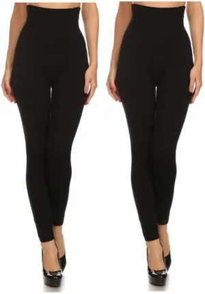 Women's High Waist Compression Leggings (One Size, Black-Black), 2 pack