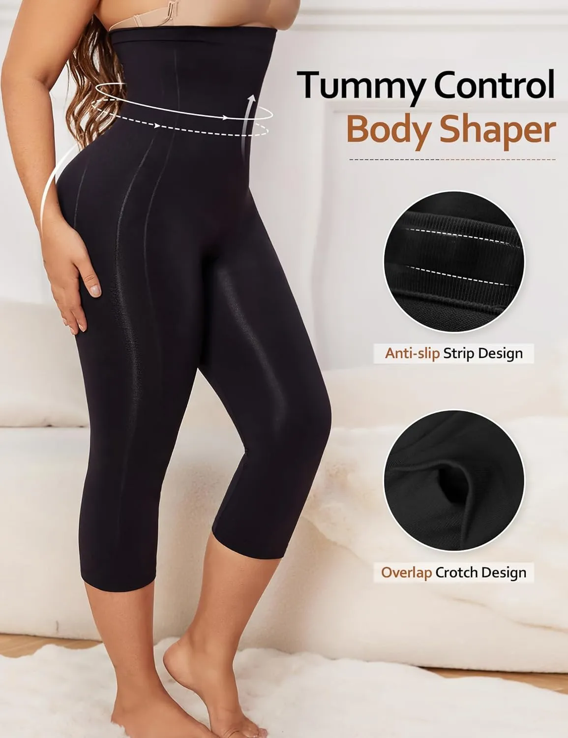 Women's High Waist Compression Leggings, Seamless Shapewear, Tummy Control Body Shaper