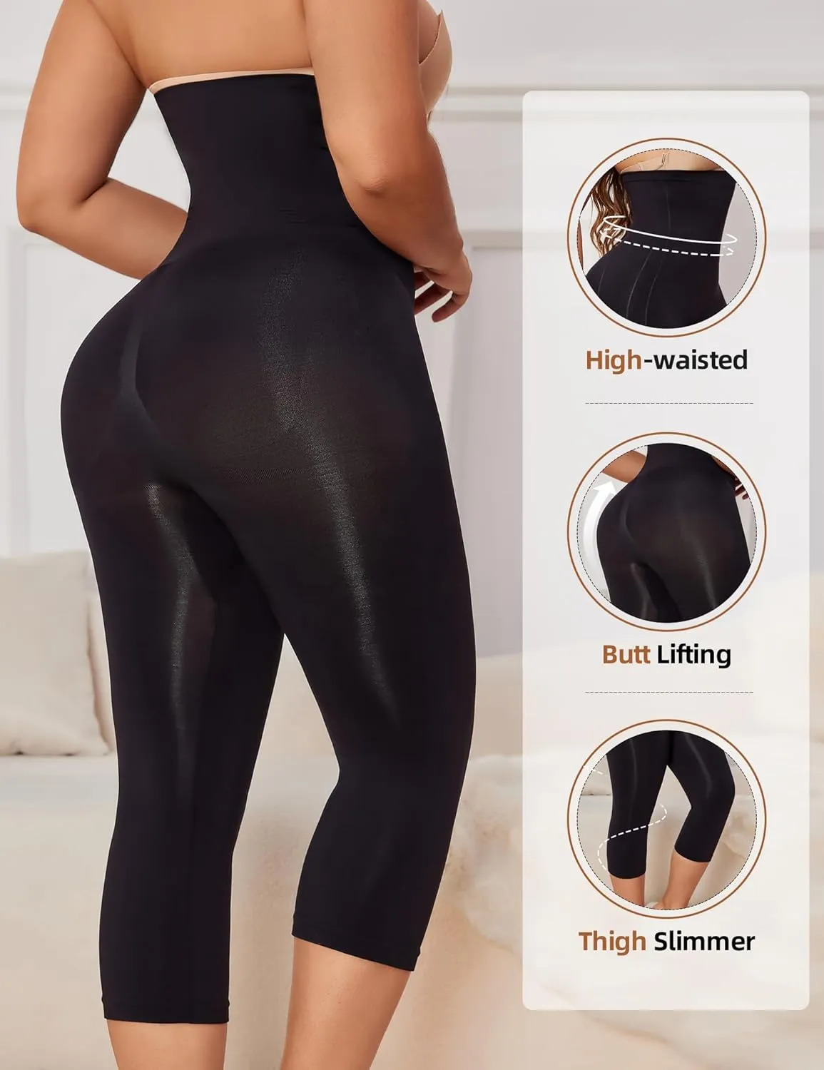 Women's High Waist Compression Leggings, Seamless Shapewear, Tummy Control Body Shaper