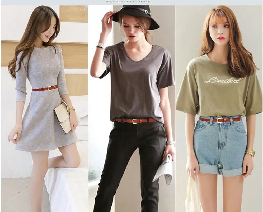 Womens Leather Belts for Jeans, Women Leather Waist Belts for Pants