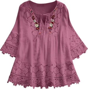 Womens Linen Shirts Summer Linen Button Down Short Sleeve T-Shirt Casual Loose Lightweight Round Neck Blouses