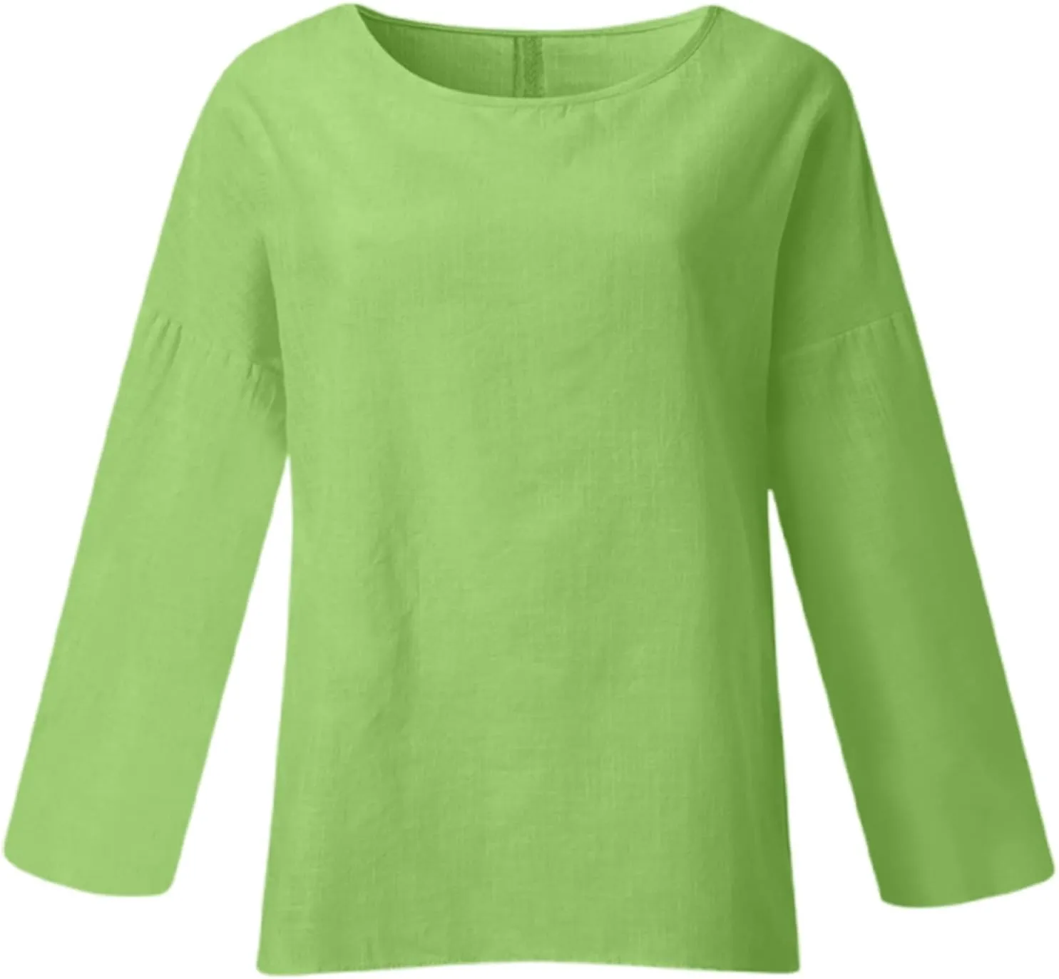 Women's Linen Shirts V Neck Button Blouse Plain Comfy Tee Top Short Sleeve Loose Fit Shirt