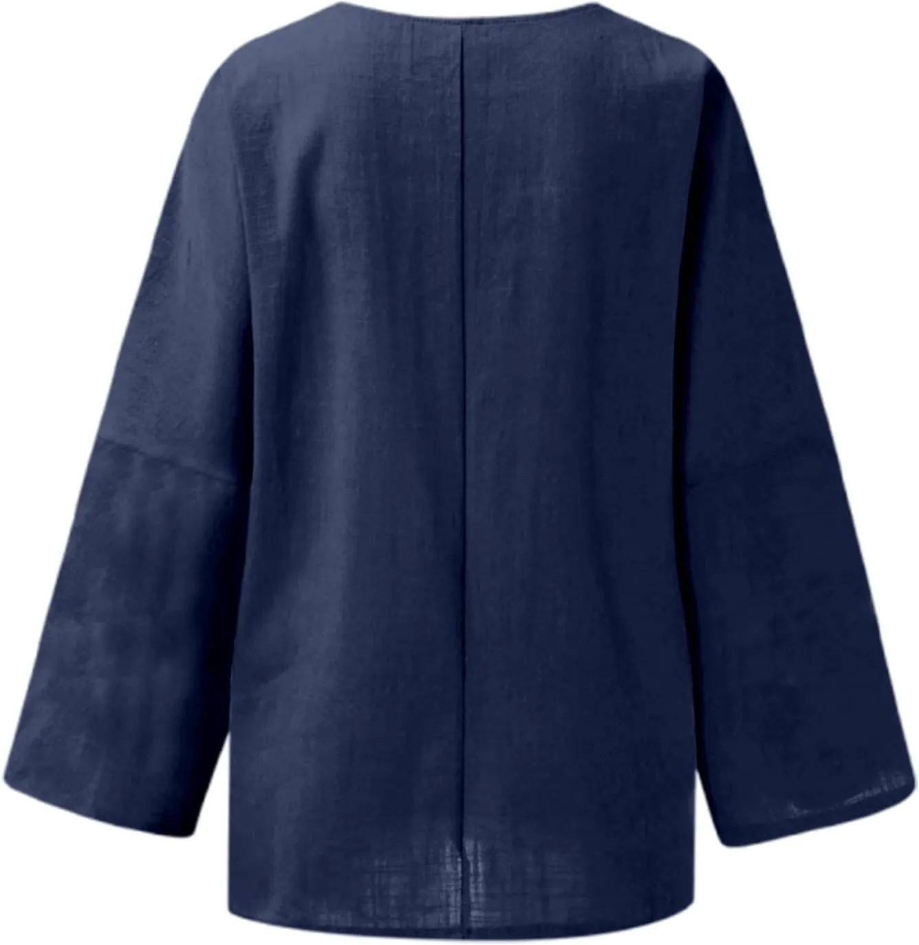Women's Linen Shirts V-Neck Button Down Blouses Collared 2025 Fashion Tops Long Sleeve Loose Fit T Shirt