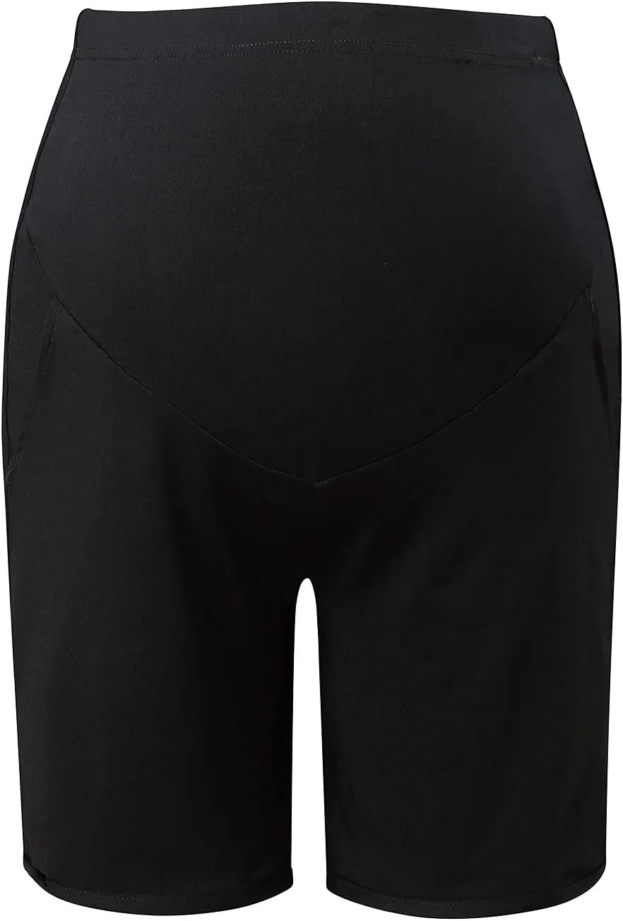 Women's Maternity Shorts Over Belly Pregnancy Lounge Workout Running Pajama Lightweight Sleep Shorts with Pockets
