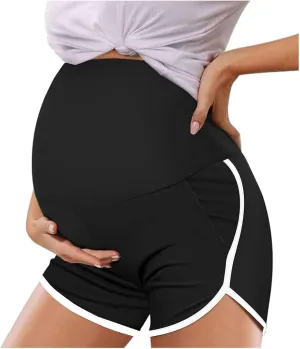 Women's Maternity Shorts Over Belly Pregnancy Lounge Workout Running Pajama Lightweight Sleep Shorts with Pockets