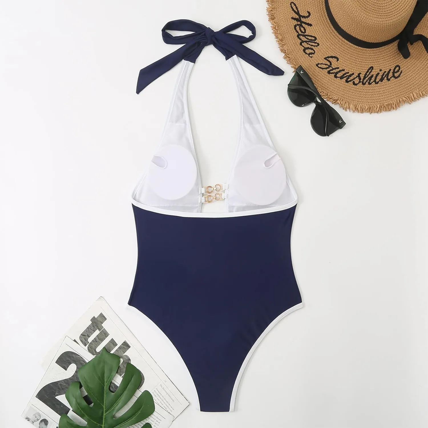 Women's One Piece Swimsuit Low Cut Tummy Control Bathing Suit Slimming Backless Swimwear Summer Beachwear Monokini