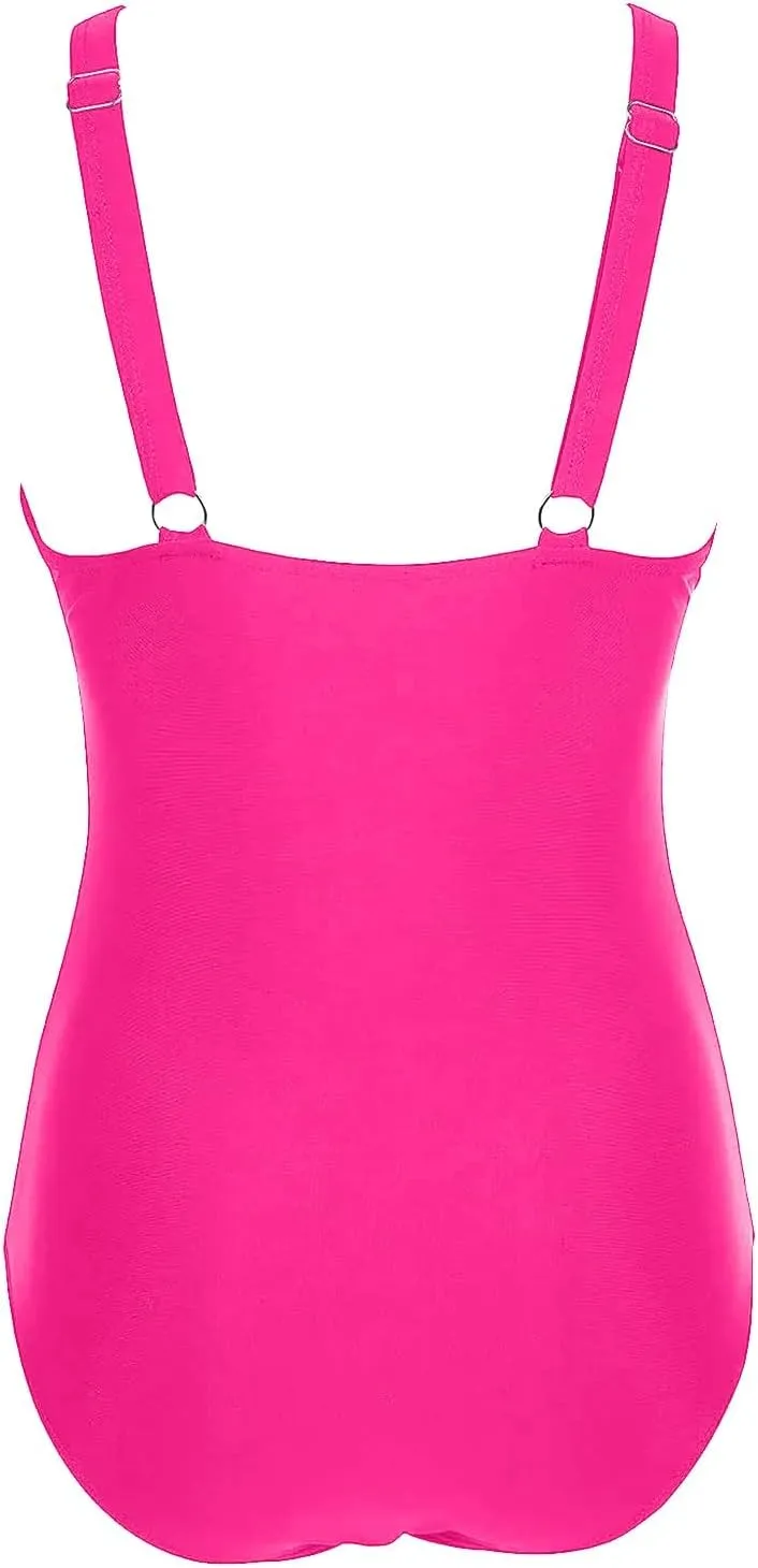 Women's One Piece Swimsuit Split Flower Print Large Fashion Split Swimsuit with High Waisted Bottom One Piece