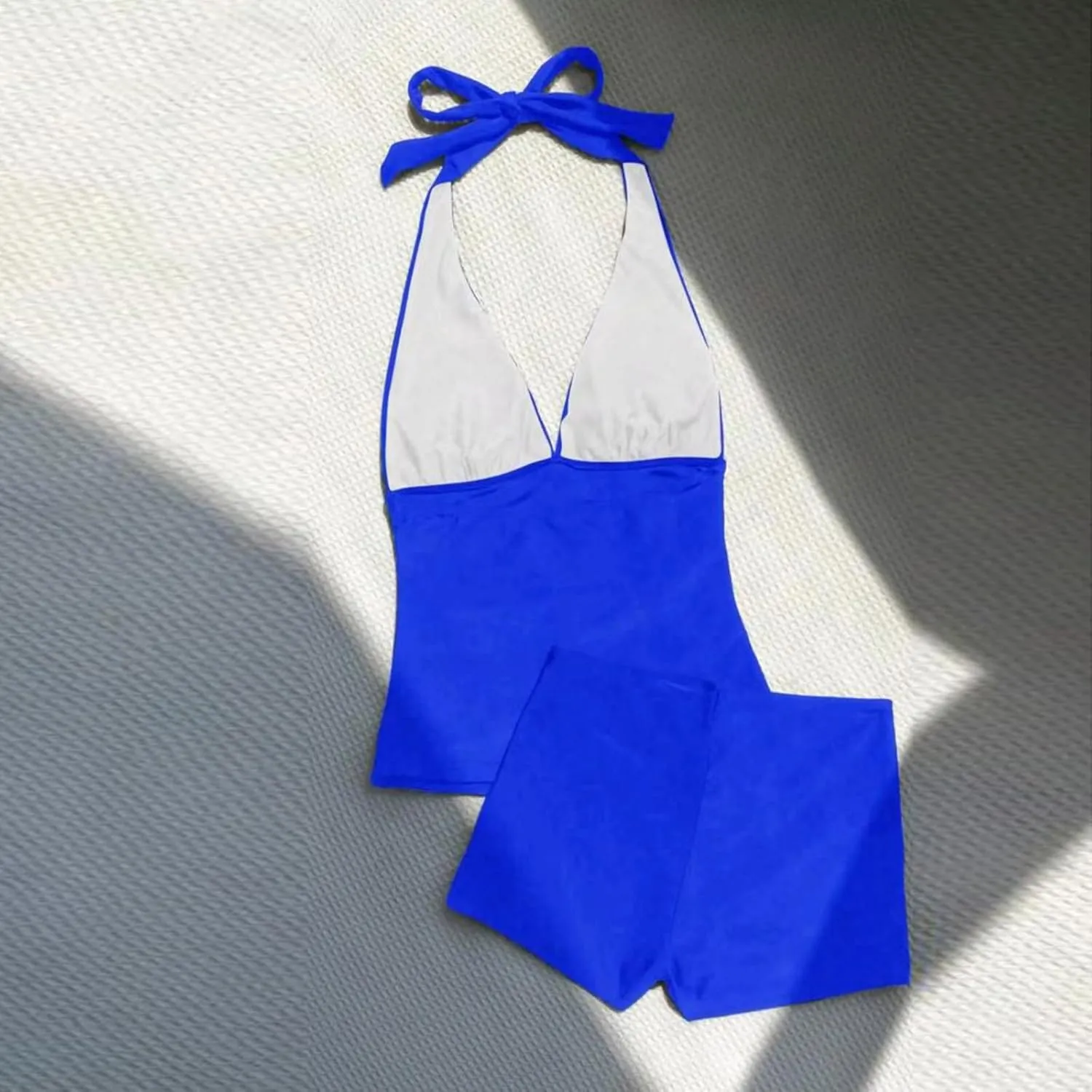 Women's One Piece Swimsuits Halter Tummy Control Bathing Suits Deep V Neck Backless Swimwear Solid Slimming Beachwear
