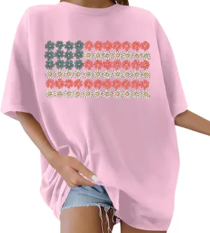 Womens Oversized Graphic Tshirt: Vintage Wildflower Shirt Boho Hiking T Shirt Nature Life Tee Summer Floral Plant Tops