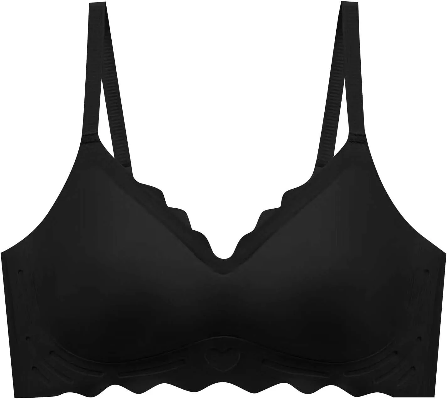 Women's Seamless No Underwire Bra Wave Trim Soft Push Up Comfy Bra Wireless Adjustable Straps Lift Everyday Bralettes