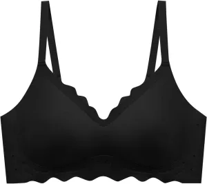Women's Seamless No Underwire Bra Wave Trim Soft Push Up Comfy Bra Wireless Adjustable Straps Lift Everyday Bralettes